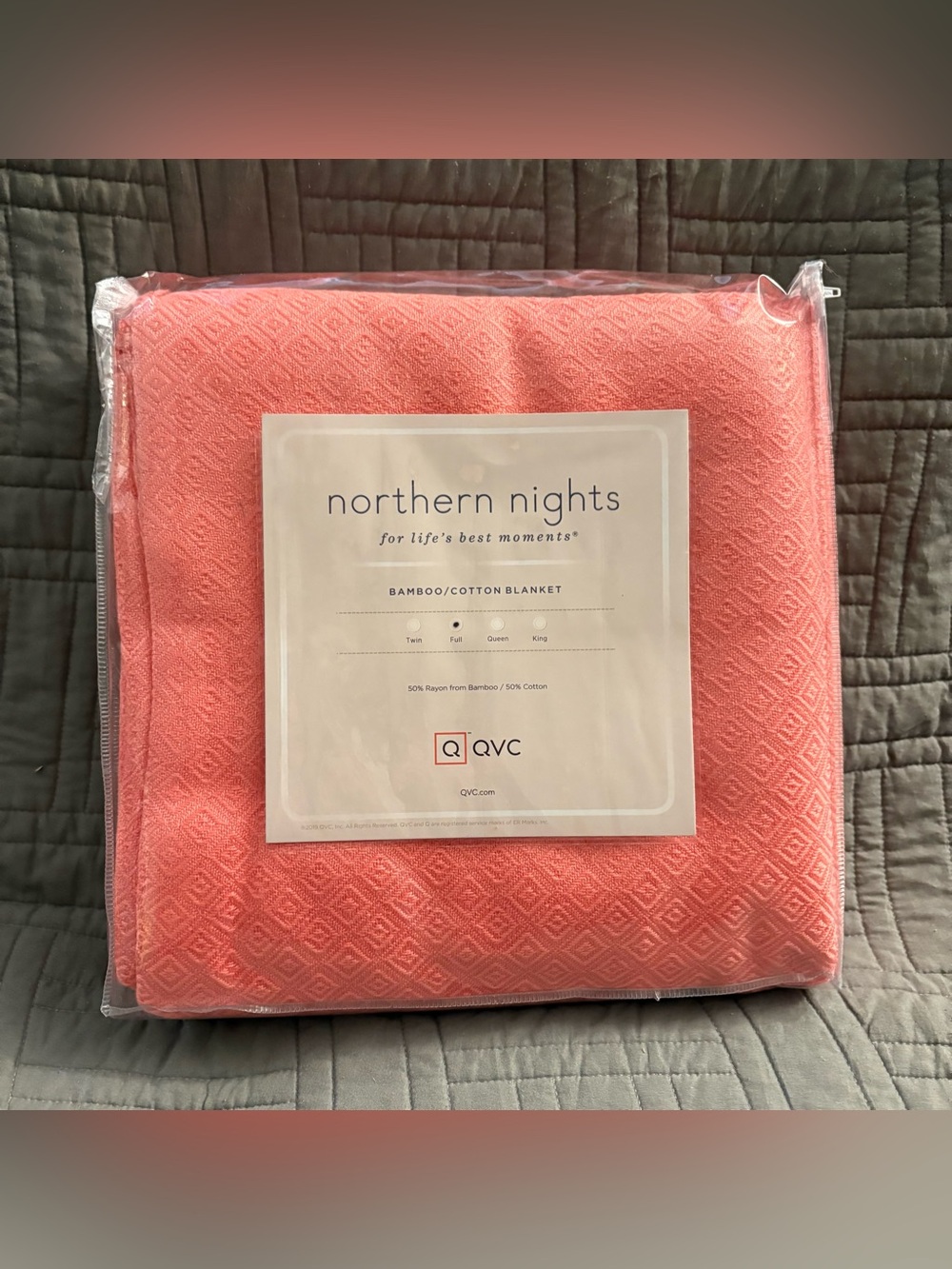 Northern Nights Rayon Made From Bamboo & Cotton Coral Blanket Full Geometric